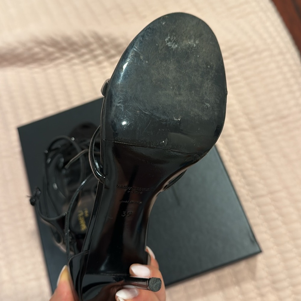 Saint Laurent Black Patent Leather Stiletto Heels - Picture 7 of 7